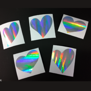 5 Pack Silver Reflective Heart Stickers